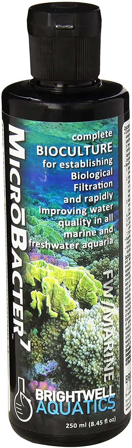 Brightwell Aquatics MicroBacter7, Bacterias y Acondicionador de Agua para Tanque de Pescado o Acuario, Popula los Medios de Filtro Biológico para Agua Salada y Peces de Agua Dulce