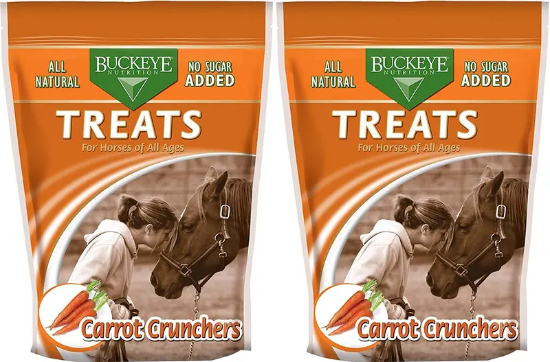 Buckeye Nutrition 2 paquetes de zanahorias crujientes de caballo, 4 libras cada uno, todo natural, sin azúcar añadido.