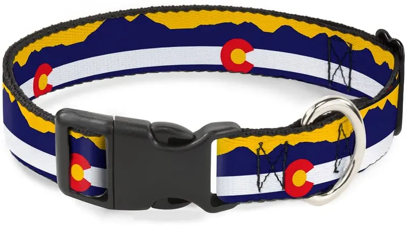 BUCKLE-DOWN collar de Clip de plástico – Colorado flags2 repite – 1/2" de ancho – Compatible con cuello de 9 – 15" – grande