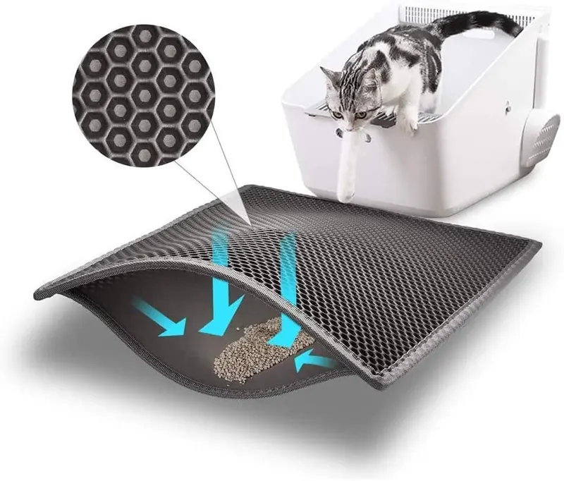 Bull-o Cat Litter Mat Litter Trapper Size 24” X 15”, Honeycomb Double-Layer Design Waterproof Urine Proof Material, 2-Layer Sifting Easy Clean Scatter Control