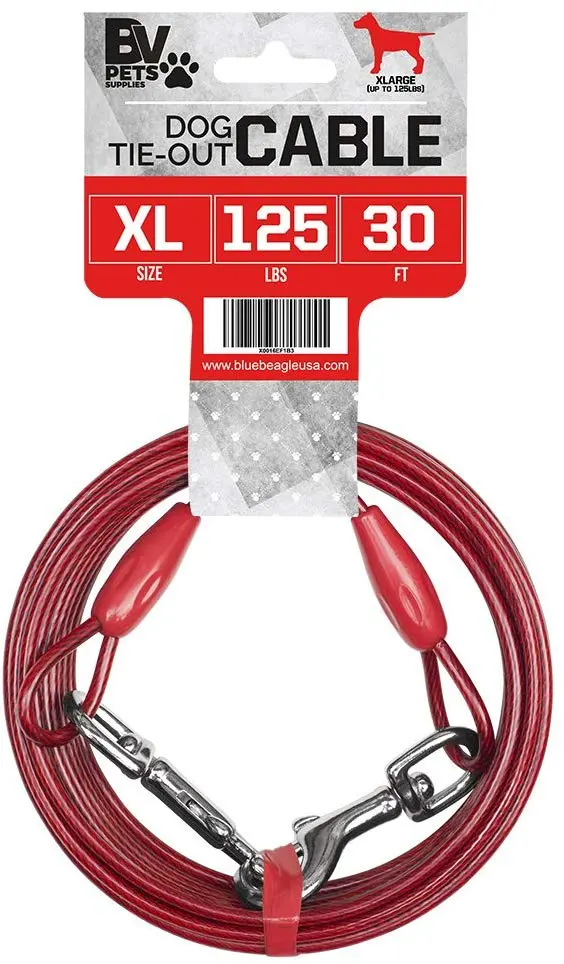 BV cable duro extra largo para atar perros de hasta 125 libras, 30 pies