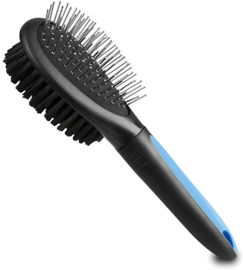 BV Cepillo para perro y gato, peine para aseo de mascotas, cerdas de 2 lados y pines para perros de pelo largo y corto, eliminando pelos
