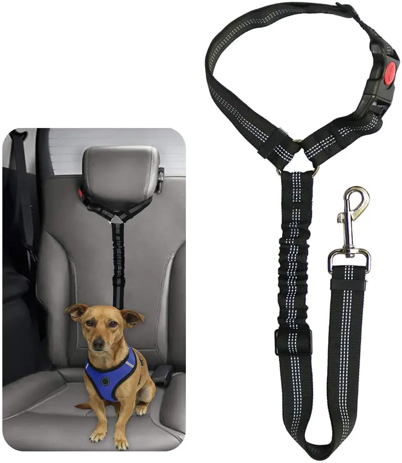 BWOGUE Cinturones de seguridad para perros y gatos, correas de seguridad ajustables para reposacabezas de coche