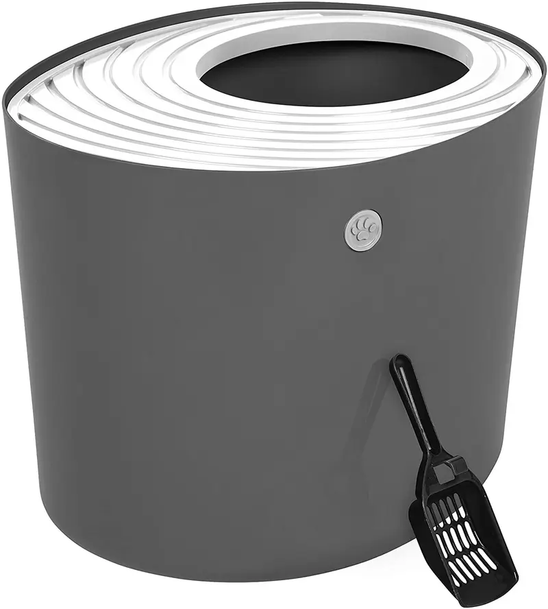 Caja de arena higiénica para gatos IRIS Top Entry, Tapa ranurada con cuchara, L