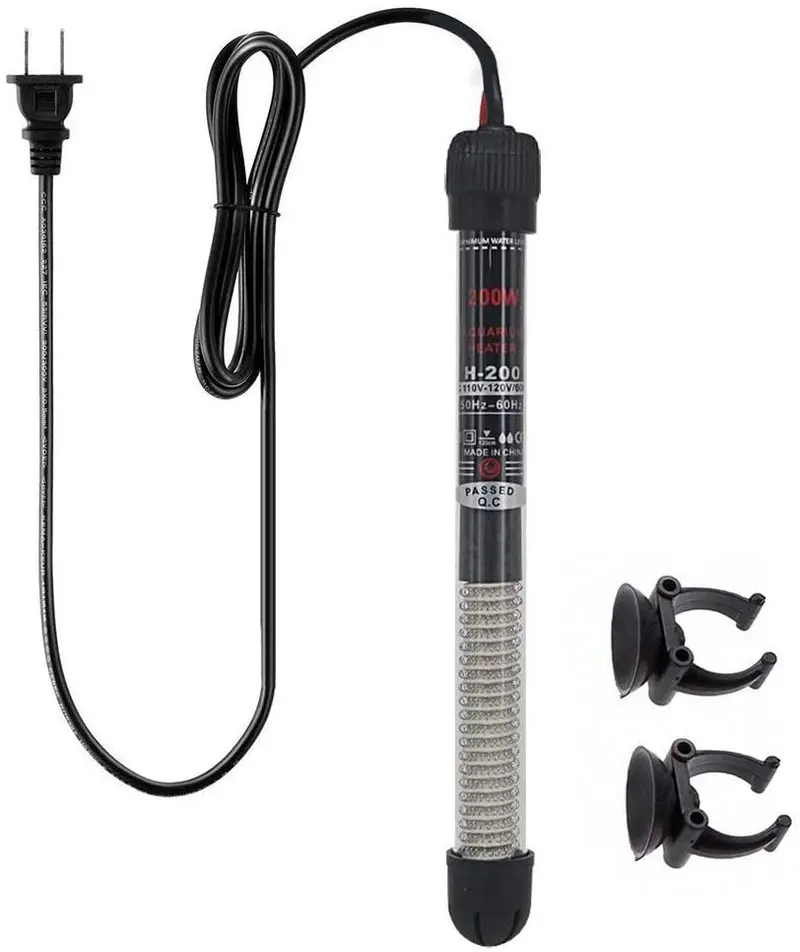 Calentador de acuario sumergible de 300 W, 100 W, 200 W, calentador de agua antiexplosión y termómetro con temperatura ajustable para 20 galones, 30 galones, tanque de 50 galones, con 2 ventosas