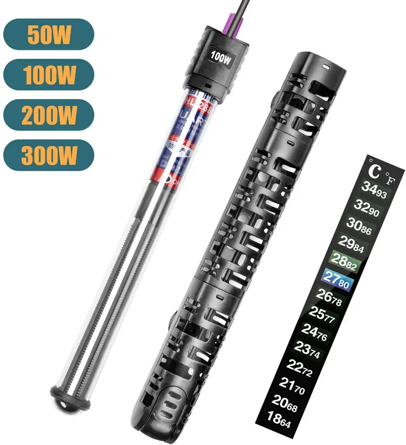 Calentador de acuario VIBIRIT, calentador de tanque de peces Betta 25 W/50 W/100 W/200 W/300 W Smart Aquarium Heater, Termostato sumergible de eficiencia energética + termoadhesivo