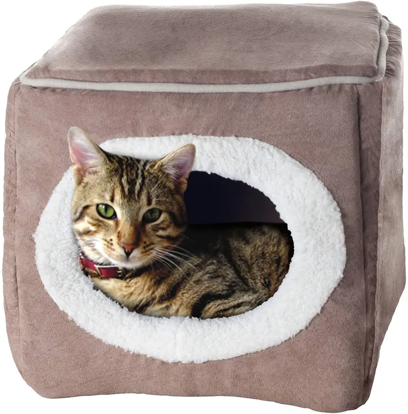 Cama para mascota en forma de cubo cerrado