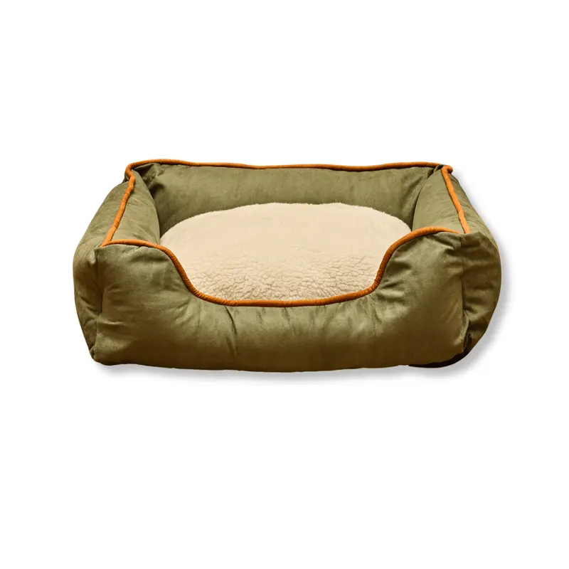 Cama Rectangular Ovejero Verde Militar Kanu Pet para Perro