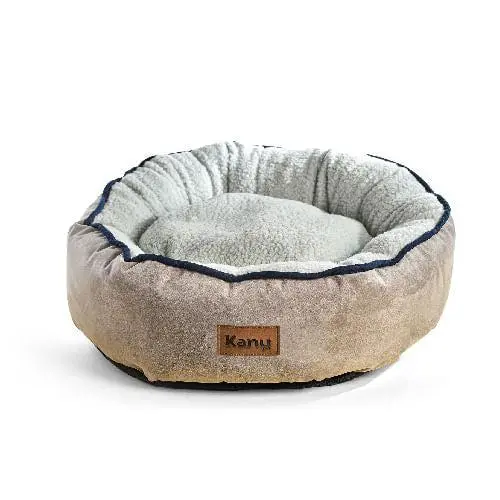 Cama Redonda Ovejero Gris Con Azul  Kanu Pet Para Perro