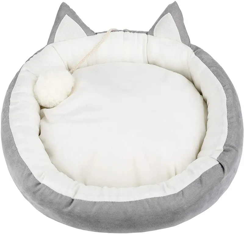 Cama redonda para cachorros y perros pequeños/cama lavable de 18,5 pulgadas con parte inferior impermeable y manta gratis
