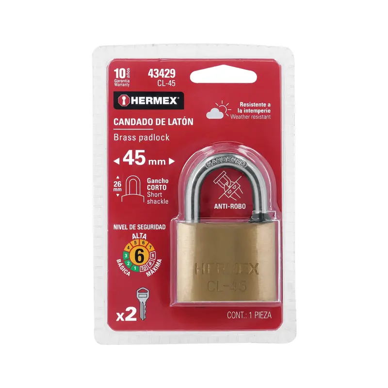 CANDADO DE LATON 45MM 43429