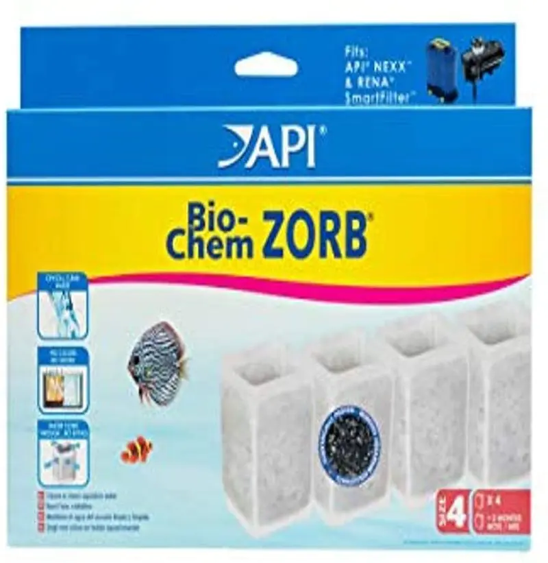 Cartucho de filtración API CRYSTAL BIO-CHEM ZORB, limpia y limpia el agua del acuario eliminando residuos, colores, olores, metales pesados y gases tóxicos, úsalo al iniciar o mantener un acuario.