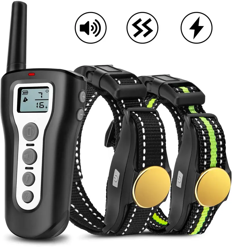 Casfuy Dog Training Collar with Remote - 1000ft Range Electric Shock Collar for 2 Dogs Rechargeable 100% Waterproof with Beep Vibration Harmless Shock for Small Medium Large Dogs