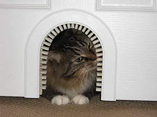 Cat Door Puerta de Interior con cepillo de limpieza para gatos
