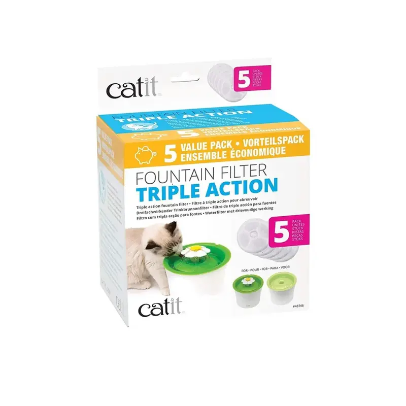 Catit Filtro Fuente Triple Acción 5 Unidades