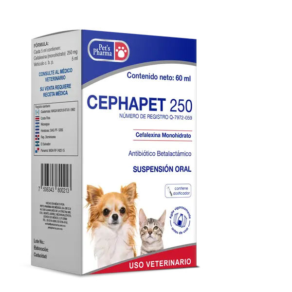 Cephapet 250 Suspensión 60 ml ( Cefalexina )