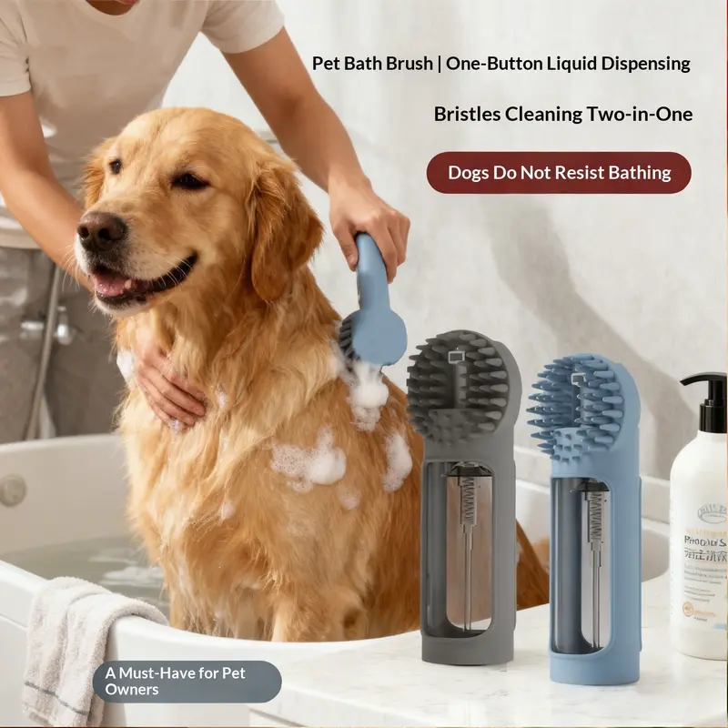 Cepillo de Baño Multifuncional de Silicona para Gatos y Perros - Masaje y Espuma
