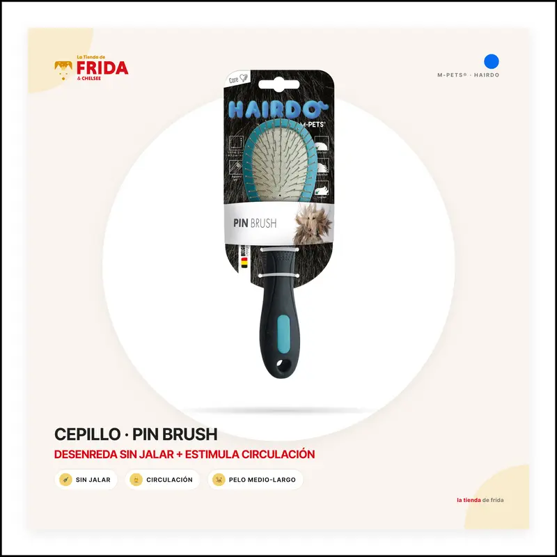 Cepillo de Puntas Redondeadas (Pin Brush) HAIRDO para Perros | M‑PETS®