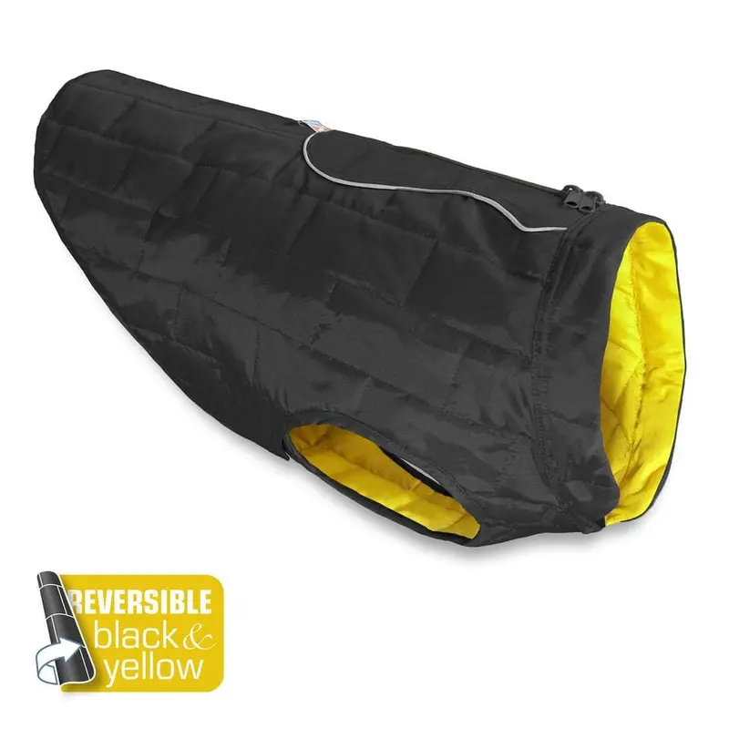 Chamarra Reversible Impermeable para Perro Negra / Amarilla
