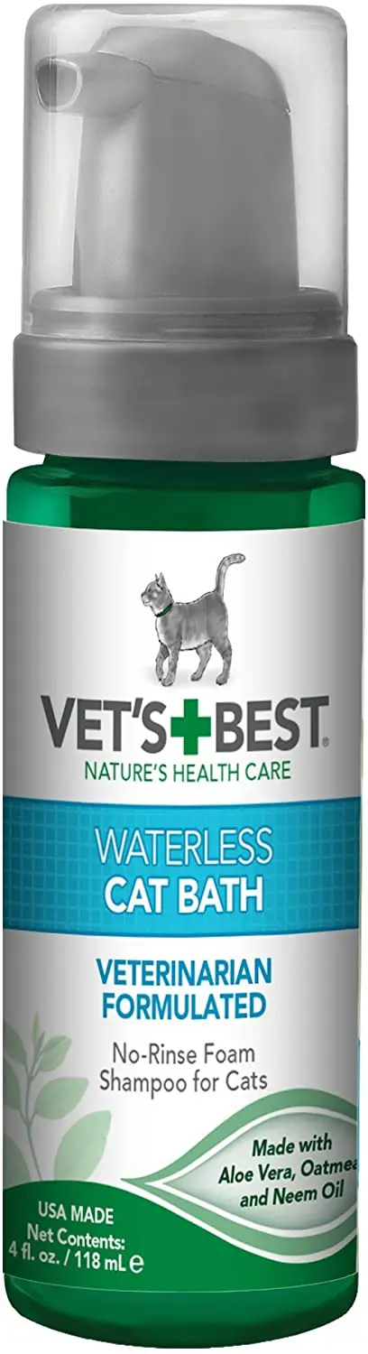 Champú para gatos sin enjuague Vet's Best Fórmula natural, 4 onzas