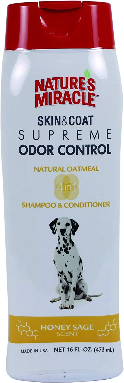Champú y acondicionador Nature's Miracle Supreme Odor Control natural de avena, con aroma a miel salvia, de 32 onzas