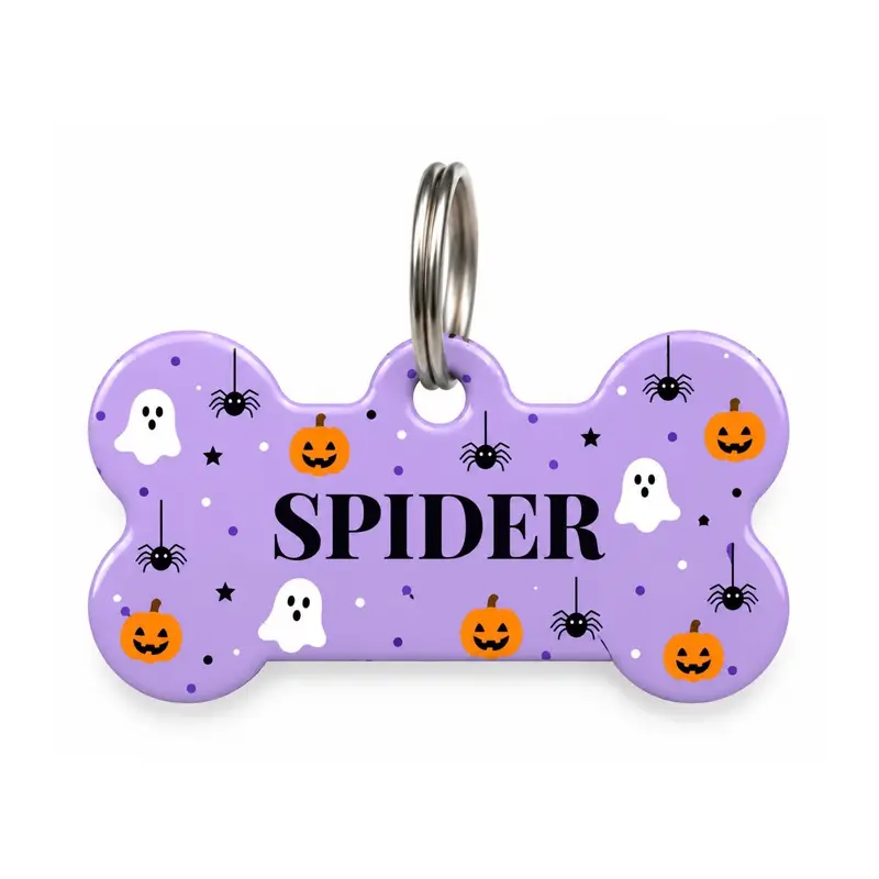 Chapa Identificativa Personalizable para perro  Purple Halloween