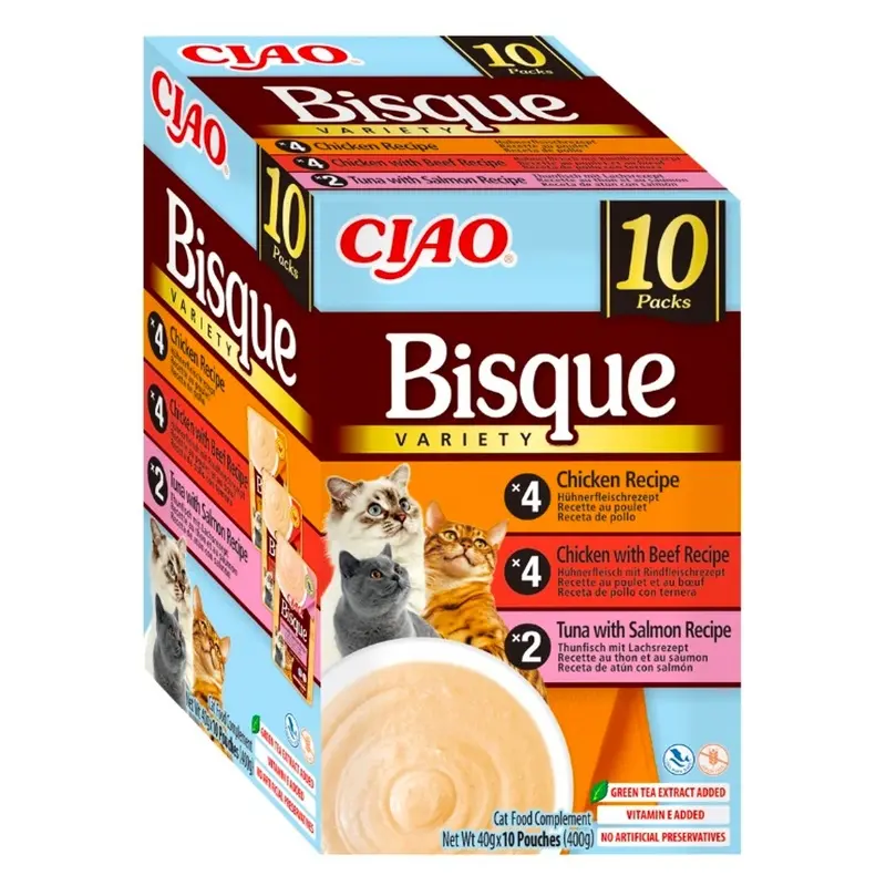 Churu Bisque Multipack Pollo/Buey/Salmón 10x40gr