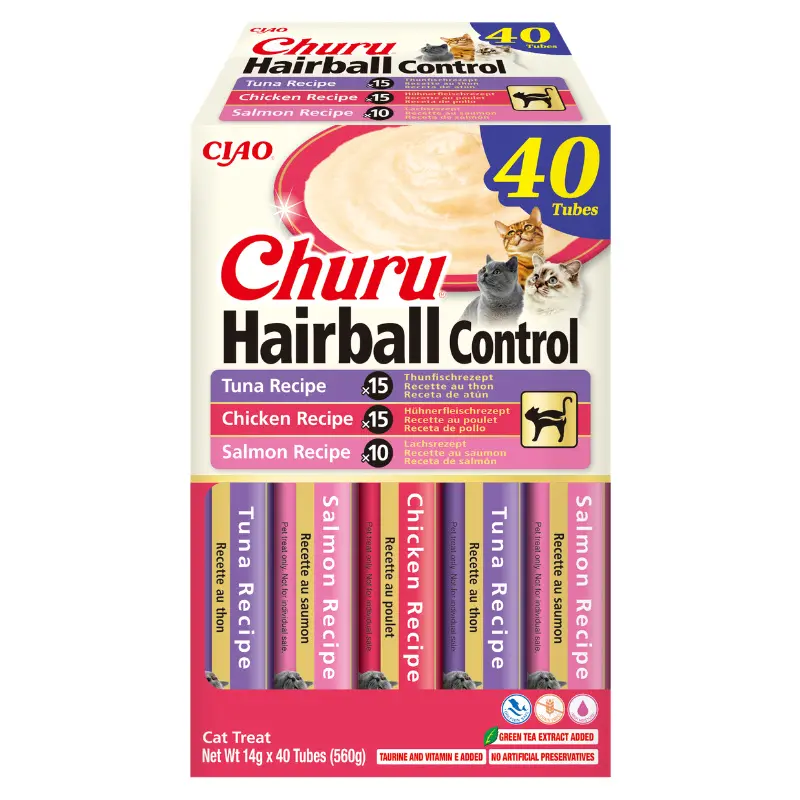 Churu CAT Hairball Control Variedades de Atún, Pollo y Salmón