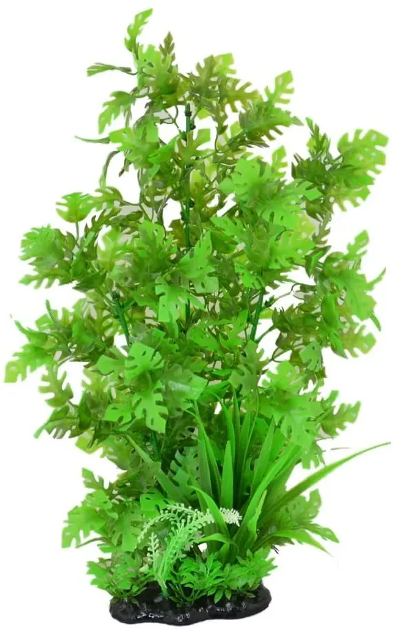 CNZ decoración para acuario tanque de peces Ornamento de la decoración planta artificial plástico verde, 15-inch
