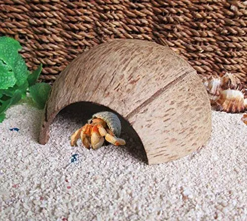 Coco Shell Hut hábitat Natural Hideout para pescado, lagartos, arañas, Hermit Crabs, reptiles, Hámsters orgánico no tóxico Hideout