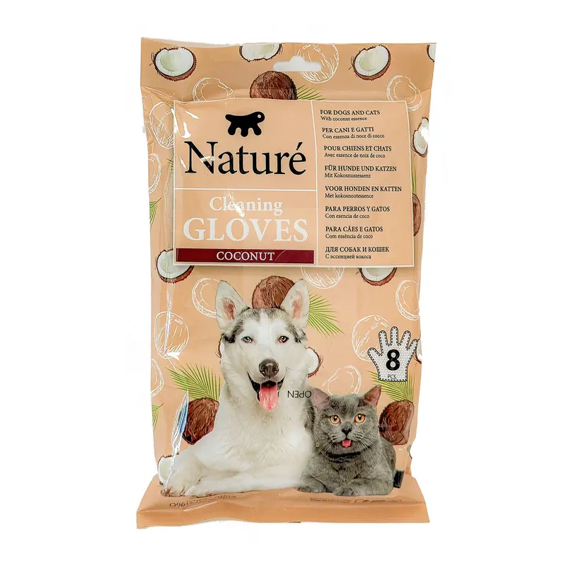 COCONUT CLEANSING DOG AND CAT GLOVES NATURÉ (X8)