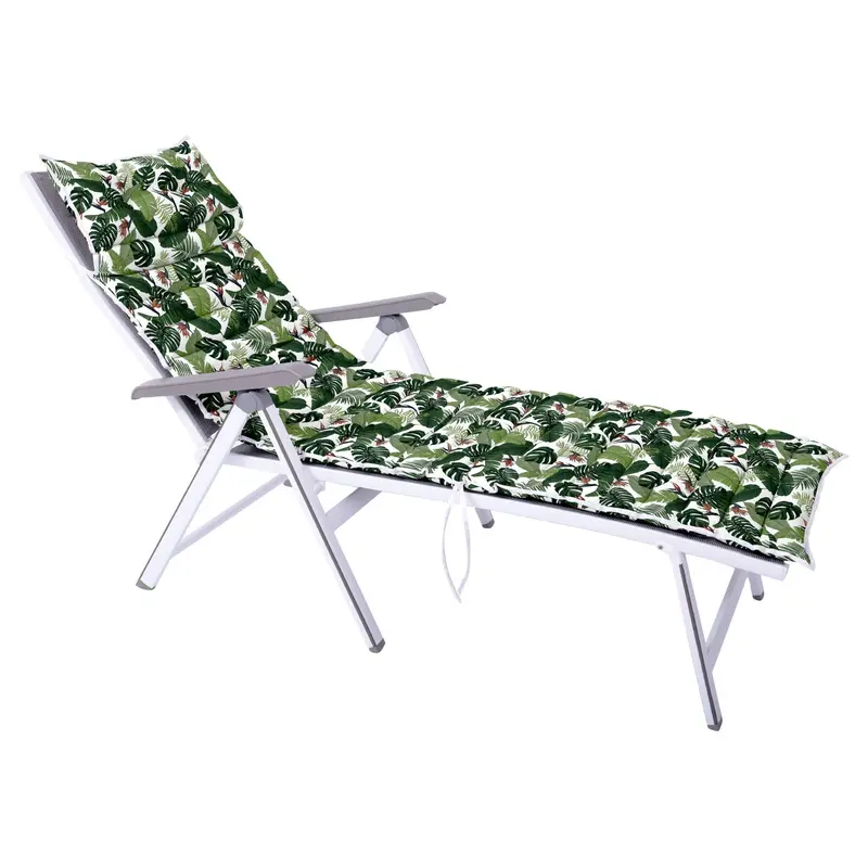 Cojín Para Tumbona Estampado, Hoja Tropical en Blanco