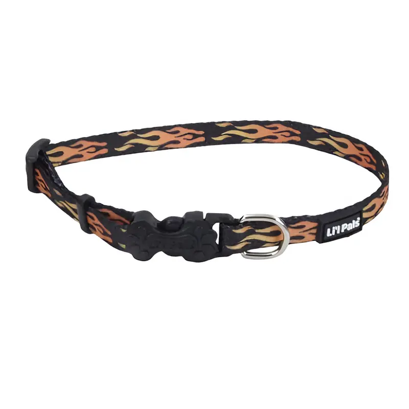 Collar De Cachorro Negra Con Llamas Coas