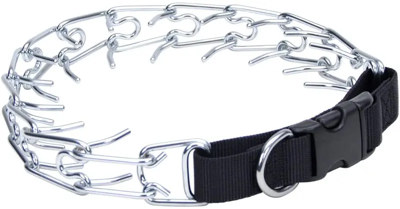 Collar de clavijas para mascotas Coastal fácil de poner, para entrenamiento, con hebilla, 22 pulgadas, Paquete de 10, Cromado