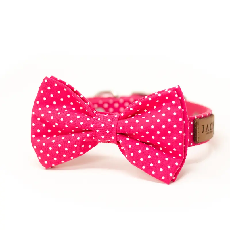 Collar de Corbata de Moño Rosa de Puntos para Perro de Jack Pet Style