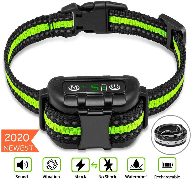 Collar de corteza sin corteza recargable, antiladridos con sensibilidad ajustable y vibración de intensidad y sin daño y corteza de choque para perros pequeños y medianos, grandes