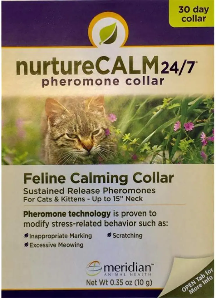 Collar de feromonas calmante para felinos NurtureCALM 24/7 (cuello hasta 15 pulgadas)