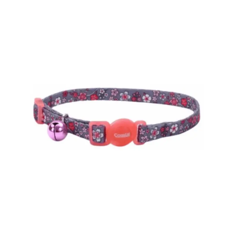 Collar Gris con Flor de Cereza para Gato