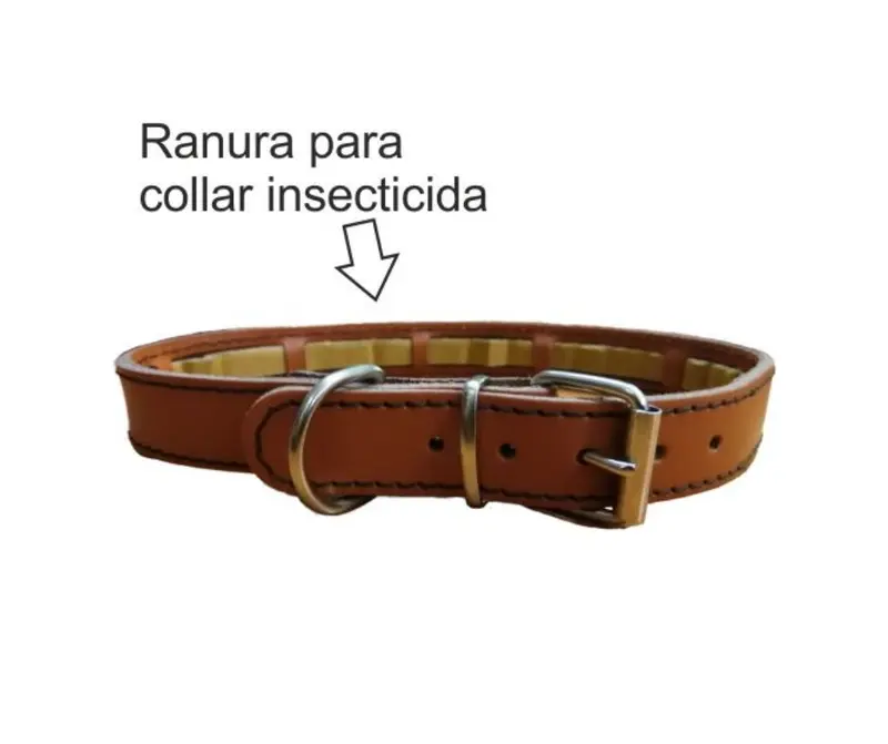 COLLAR PARA PERROS PROTECT CUERO CON RANURA PARA COLLAR INSECTICIDA