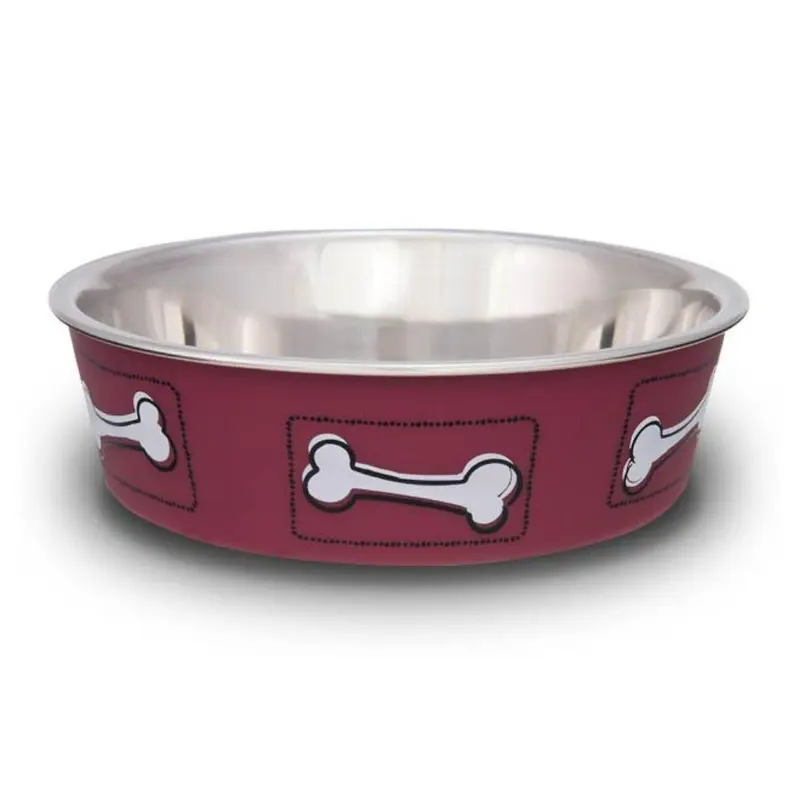 Comedero Acero Huesos Rojo para perro