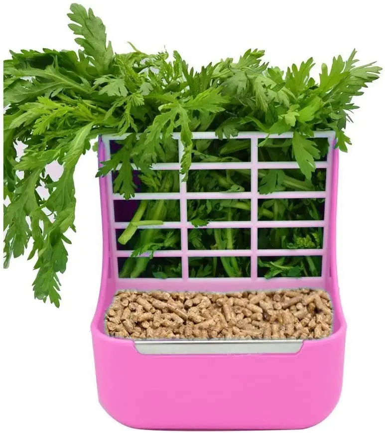 Comedero de conejos de RUBYHOME para heno y comida doble uso, alimentador de conejos, alimentador de heno para conejos, conejos, conejos, conejos, chinchilla