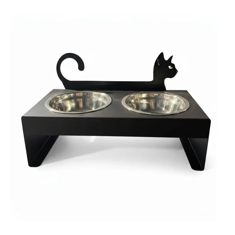 Comedero Doble en Acero Inoxidable Kanu Pet para Gatos