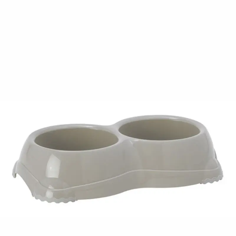Comedero Doble Smarty 330 Ml Gris Claro
