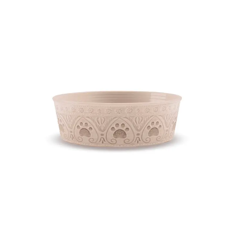 Comedero Perro Medallon Paw M Beige