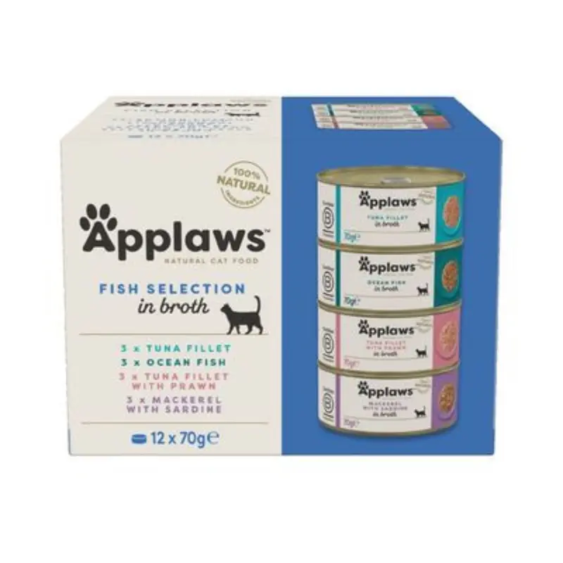 Comida Húmeda para Gatos Applaws Cat Lata Seleccion Pescado Multipack 12x70g