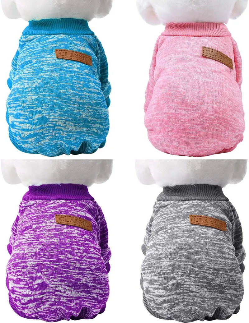 Cooraby 4 piezas ropa para mascotas invierno cachorro clásico cálido abrigo de forro polar invierno cachorro suéter cachorro suéter ropa ropa para caminar correr