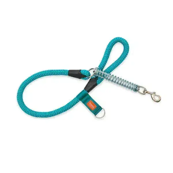 Correa Daga Spring Redonda con Resorte Metalizado Azul Aguamarina Kanu Pet para Perro