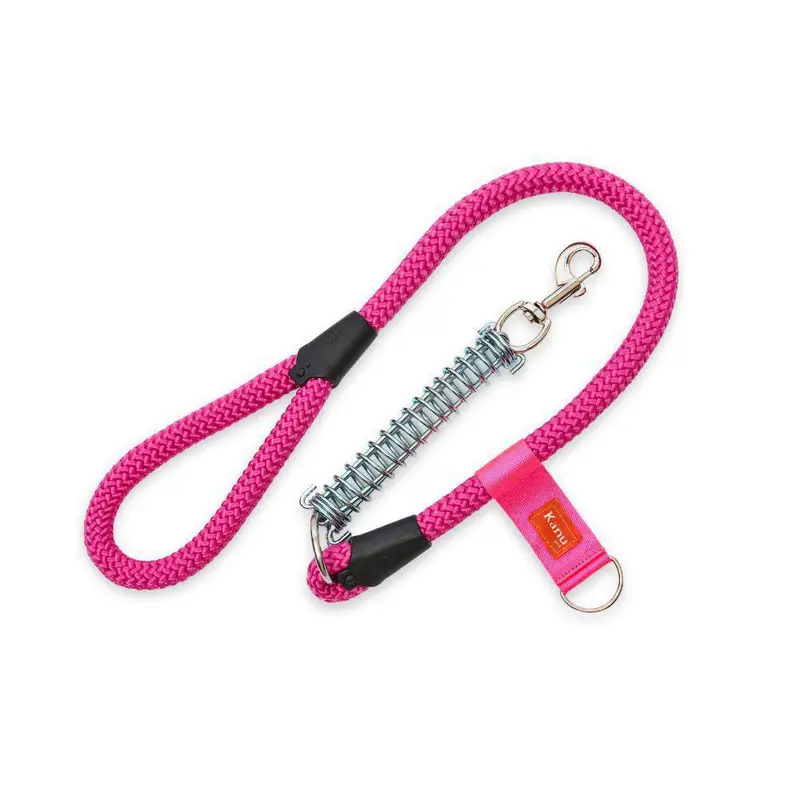 Correa Daga Spring Redonda con Resorte Metalizado Fucsia Kanu Pet para Perro