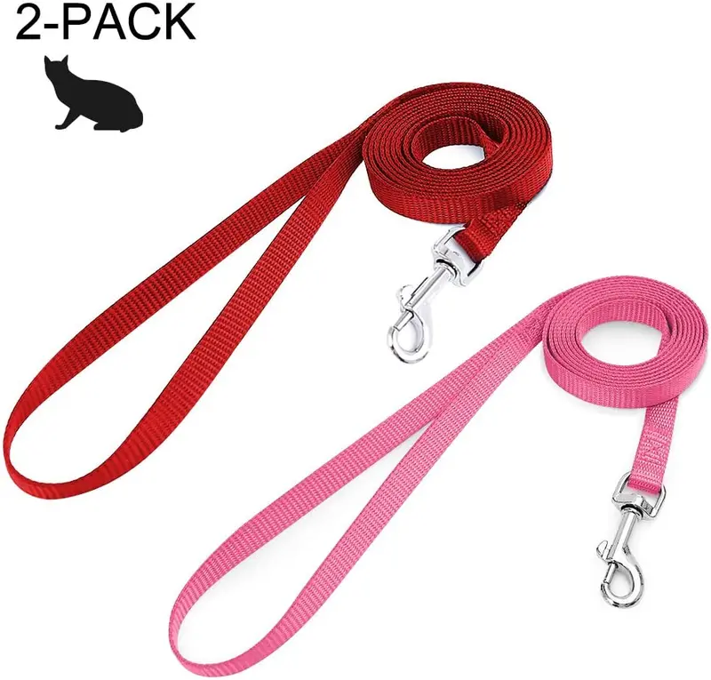 Correa de nailon para gatos de rabbitgoo, fácil de controlar, ligera, duradera, con clip giratorio de 360 grados, correas de entrenamiento para gatos pequeños y medianos, 59 pulgadas, 2 unidades