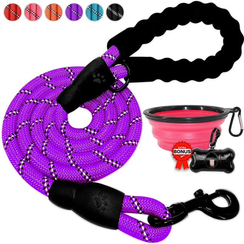 Correa para perro de Barkbay para perros grandes, resistente correa para perro con cómodo mango acolchado e hilos altamente reflectantes, 4.9 ft para perros pequeños y medianos, grandes